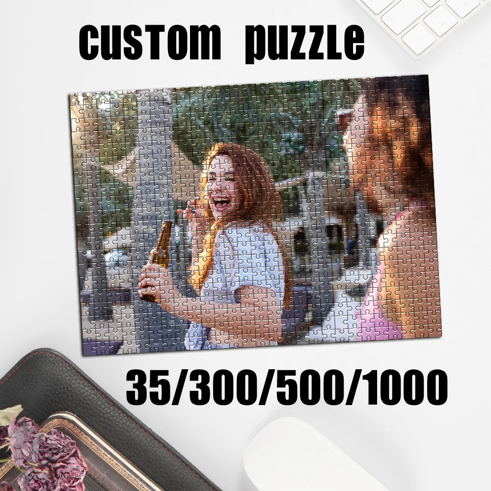 35/300/500/1000pcs Personalized Custom Photo Puzzle photo DIY Toy Decoration Collectiable Gift Present Christmas Square Puzzle