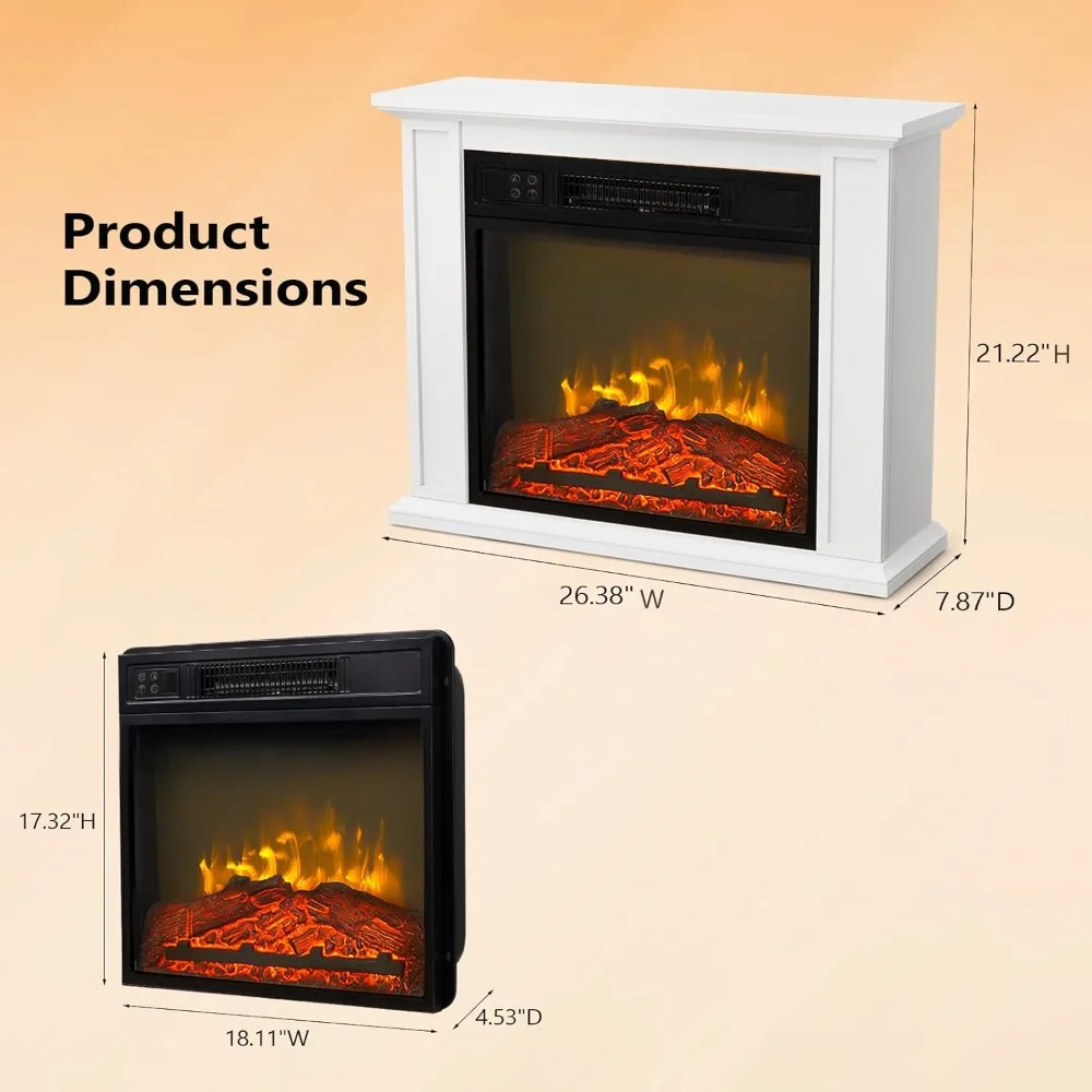 سخان مدفأة كهربائي قائم بذاته مع جهاز تحكم عن بعد ومؤقت، بعرض 27 بوصة، 6 ألوان لهب و5 إعدادات لهب، مزيف واقعي