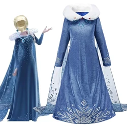 Children Elsa Dress Up As Vestidos Little Girl Princess Costume for Childrens Autumn Winter Snowflake Halloween Carnival Costume