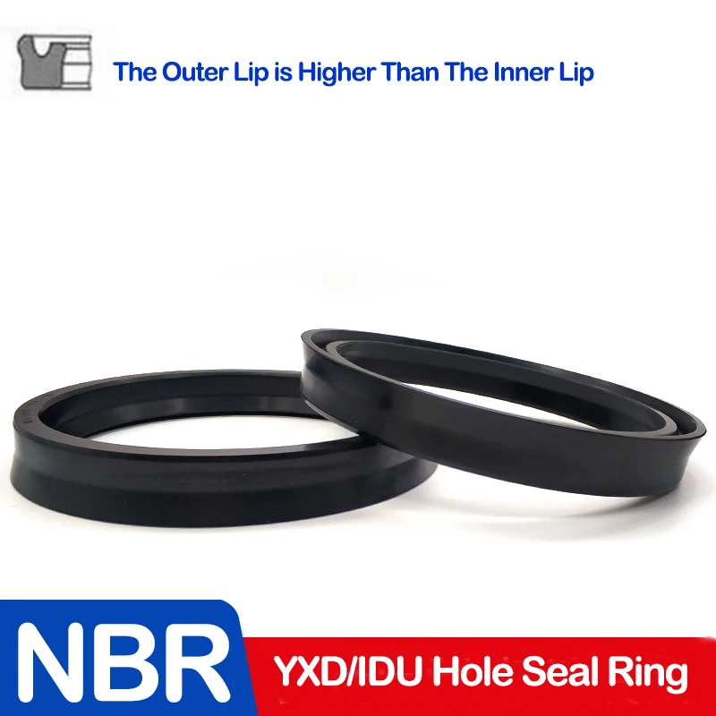 Black NBR YXD/IDU Shaft Seal Ring, Pneumatic, Piston seal, Hydraulic, Outer Diameter 12-400mm, Used to Seal Piston