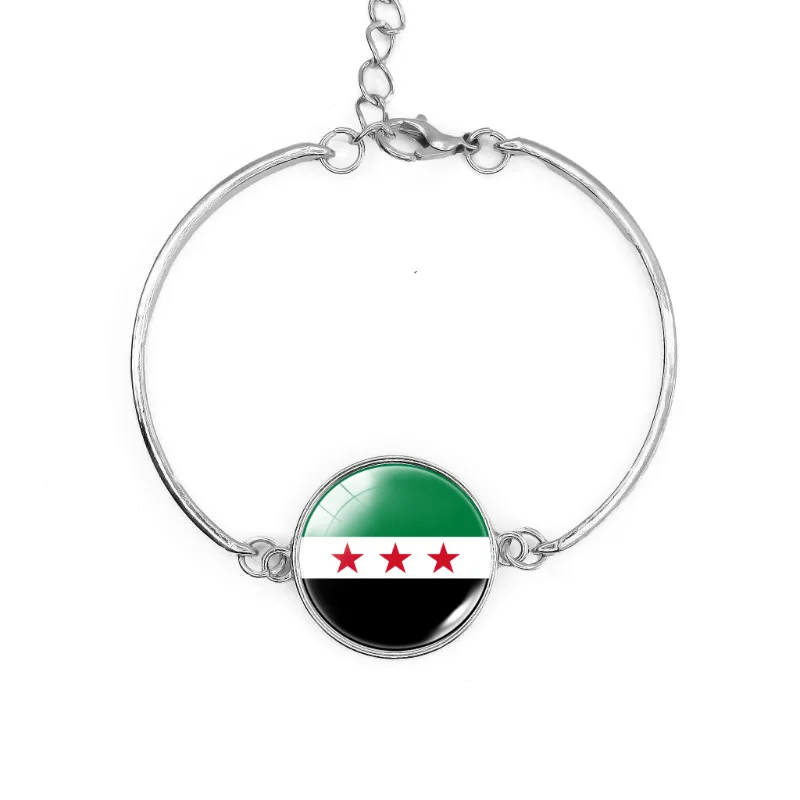 Syrian Three Star Flag Bracelet Stainless Steel Chain Wristband The Syrian Arab Republic Flag Hand Chain Women Event Decorate