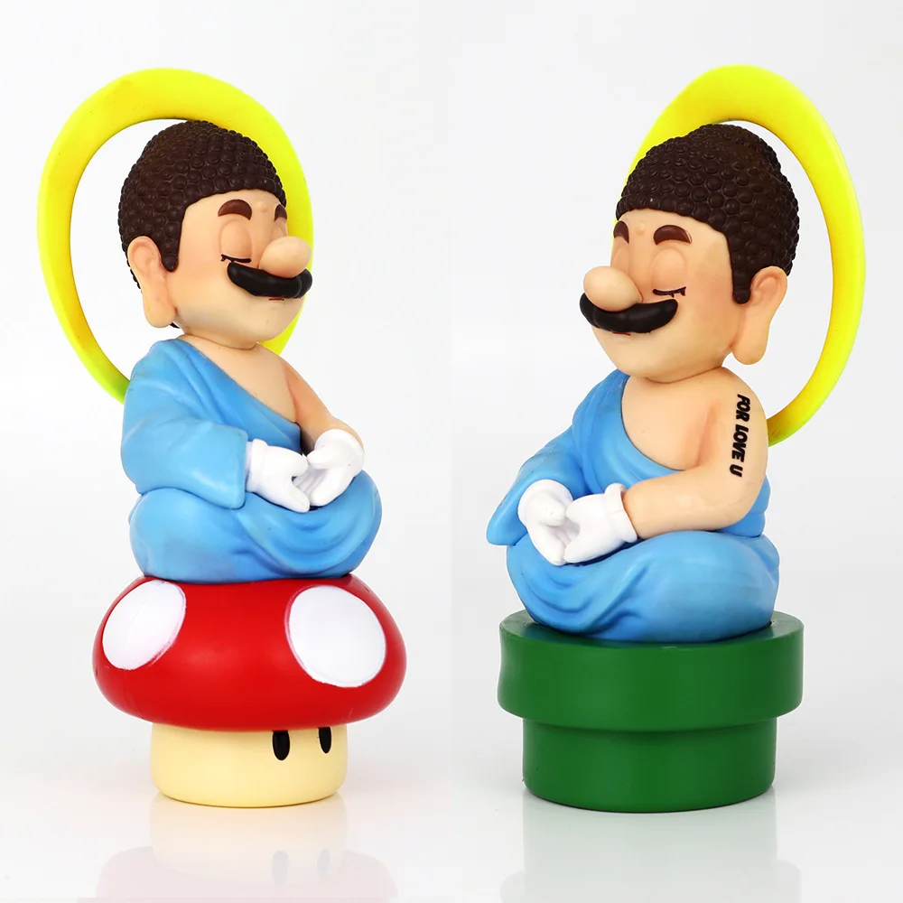 14cm Super Mario Bros Cosplay Buddha Action Figure PVC GK Model Creative Toys Room Desktop Car Decorative Ornament Birthday Gift