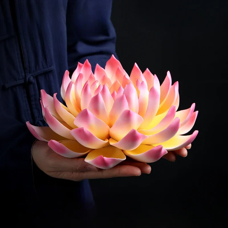 

Ceramic lotus ornament New Chinese lotus Zen home jewelry Tea room Buddha hall Buddhist decorative crafts