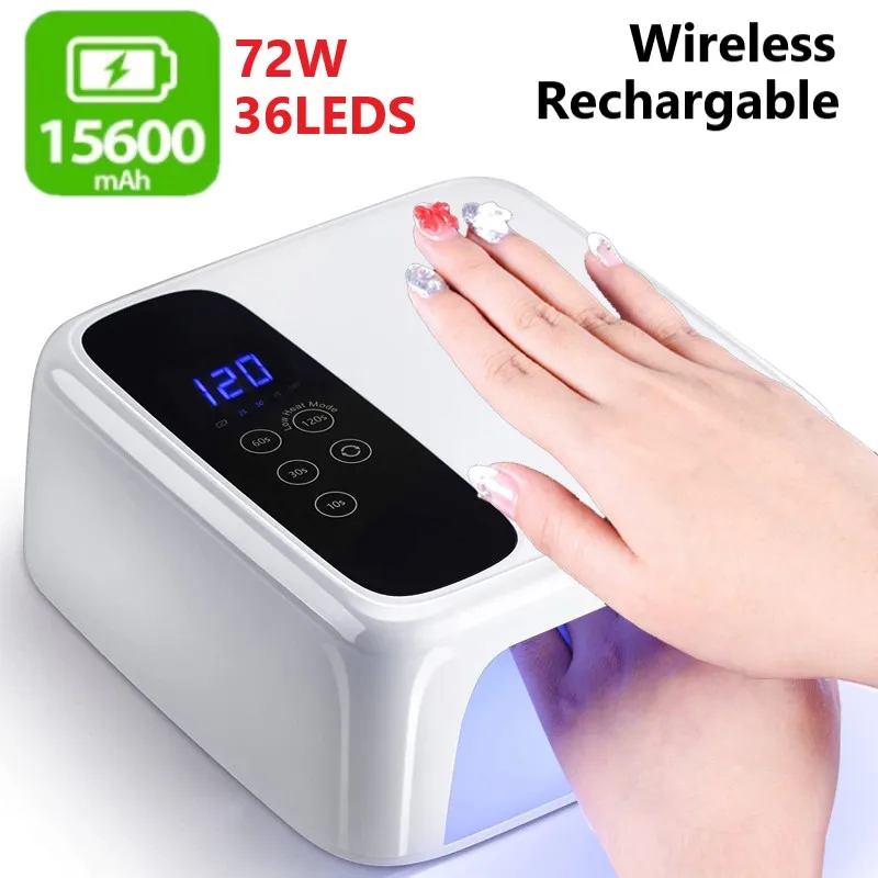 Wireless Led Nail Lamp UV Rechargeable 15600mAH Professional Gel Nail Dryer Nail Polish Curling Lamp for All Gel Nail Polish