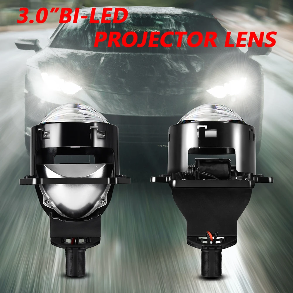 

1 Pair 3-Inch Bi LED Projector Lens 9-16V 10000LM 6000K 200% Super Brighter For H4 H7 9005 9006 Car Motorcycle Headlight Ret