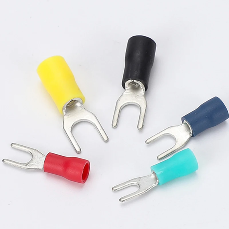 Fork Crimp Terminal Copper Tin Plating Insulated Terminal Block U-Type Wire Connector Thickened Copper Cable Joint SV1.25/2/-3/4