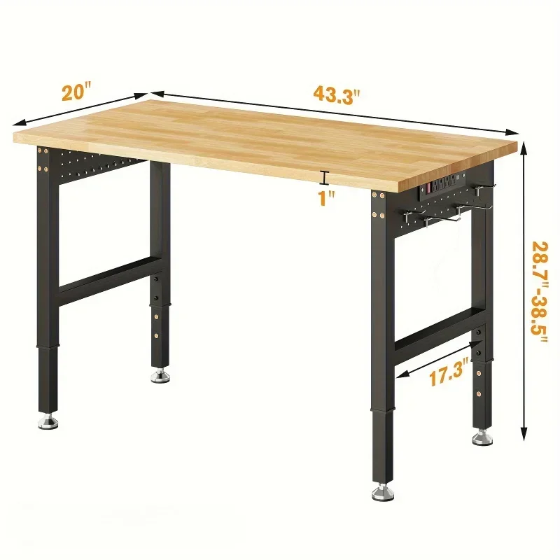 Adjustable Heavy Duty Workbench With 28.7-38.6