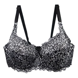 2024 New Sexy Lace Bras For Women Embroidery Floral Kinit Push Up Underwear Plus Size CDE Cup Lingerie
