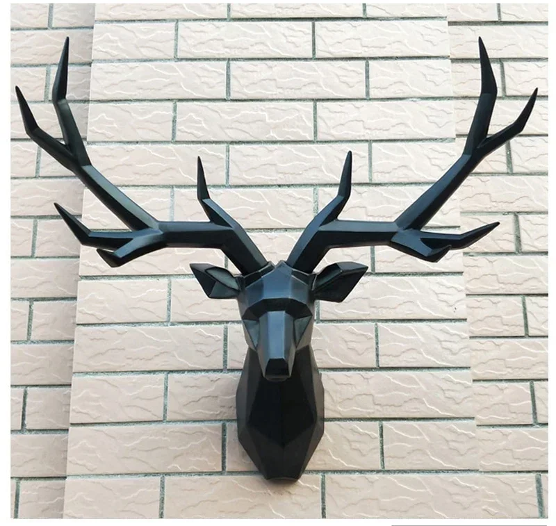 [Crafts] Super Big Home Decor Accessories 3D Deer Statue Animal head Figurine Wall Hanging Art Decoration Wedding Room Ornament