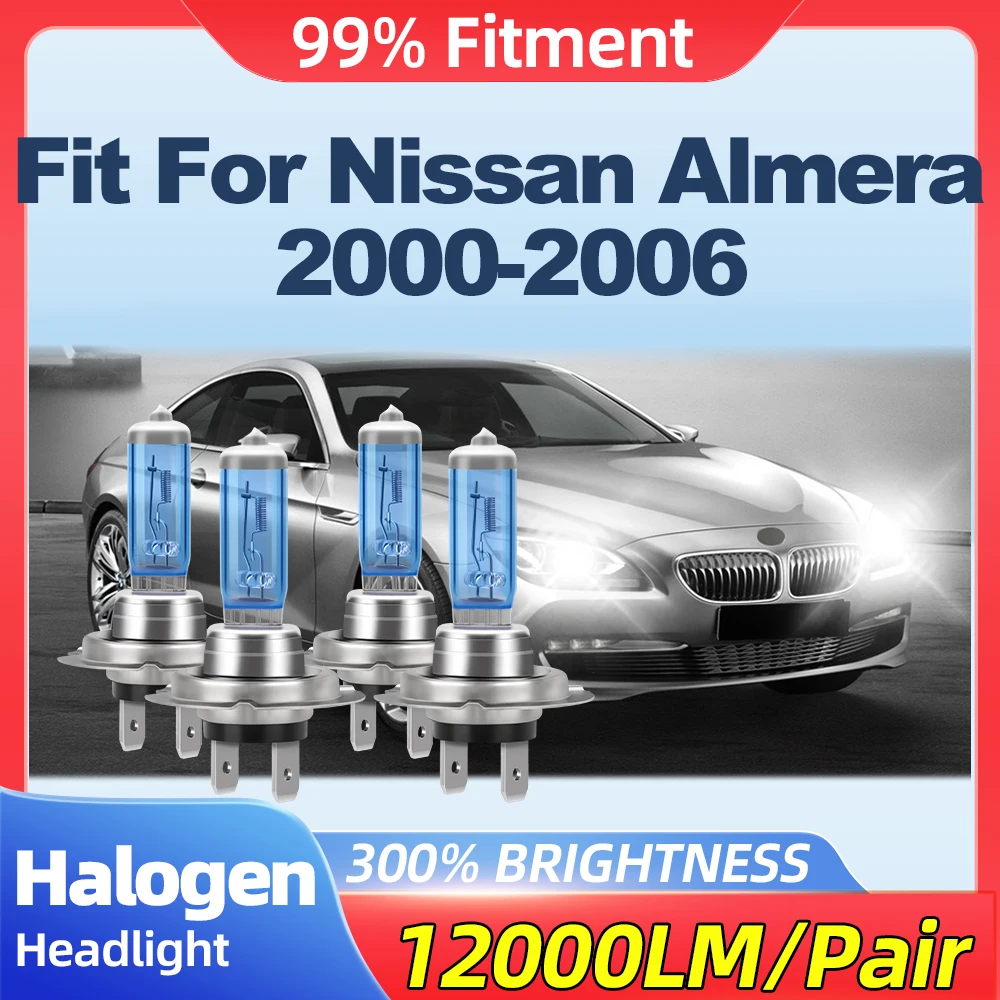 

Fit For Nissan Almera 2000-2003 2004 2005 2006 200W Canbus Car Halogen Lights 24000LM Turbo Auto Headlamps 6000K 12V Front Lamps
