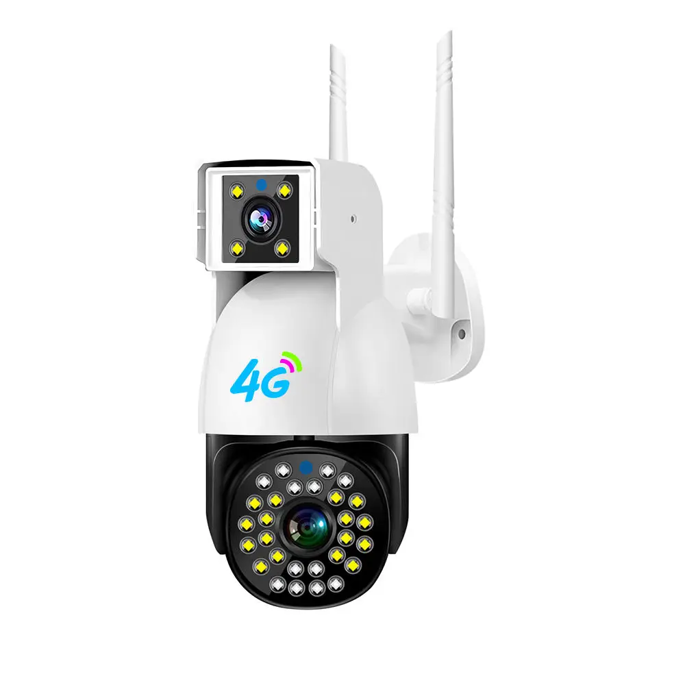 

July003 Dual Lens 4G IP Camera WiFi 4MP 2K Surveillance Cameras Wireless Outdoor Smart Home Night Vision V380 Digital Zoom CCTV