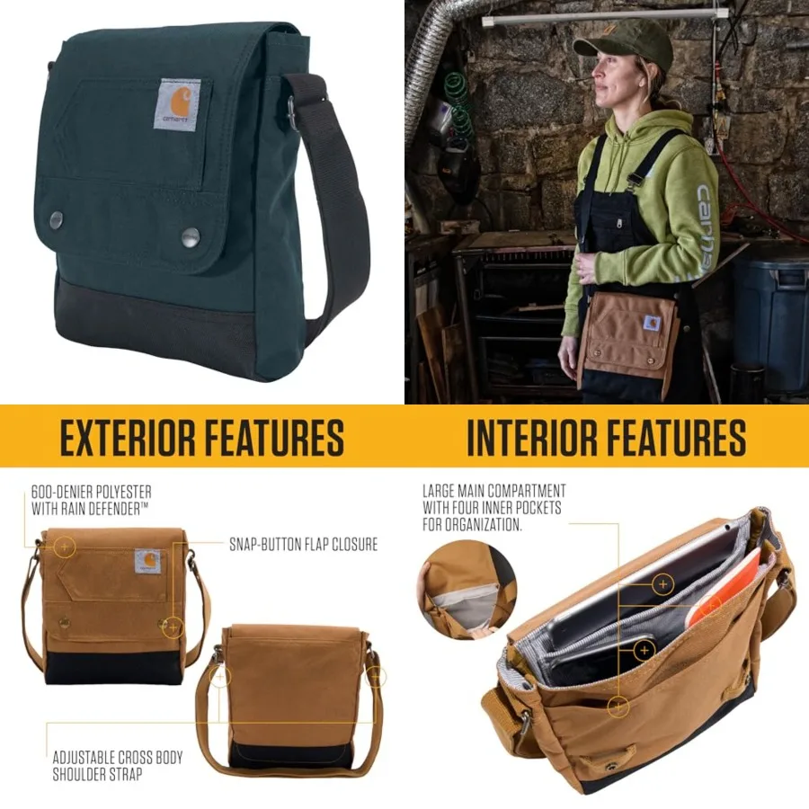 Carhartt Crossbody Snap Bag, Durable, Adjustable Crossbody Bag with Flap Over Snap Closure