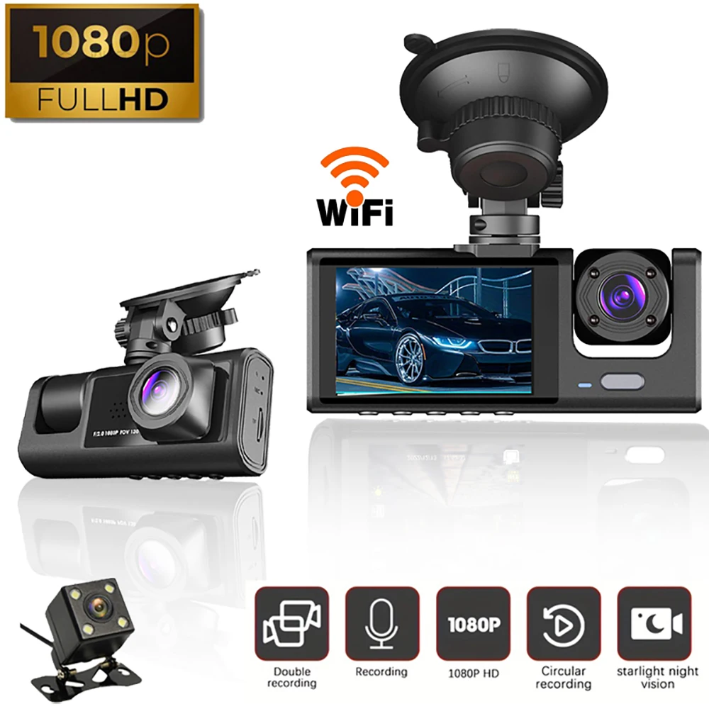 Car DVR Dash Cam WiFi Full HD 1080P Rear View Camera Car Video Recorder Auto DVR Dashcam Black Box Registrator Car Accessories