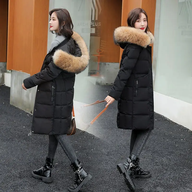 2024 Winter Coat Parka Cotton Padded Hooded Fur Long Jacket For Women S-4XL  Casual  Thick Snow Windbreaker Clothes O19