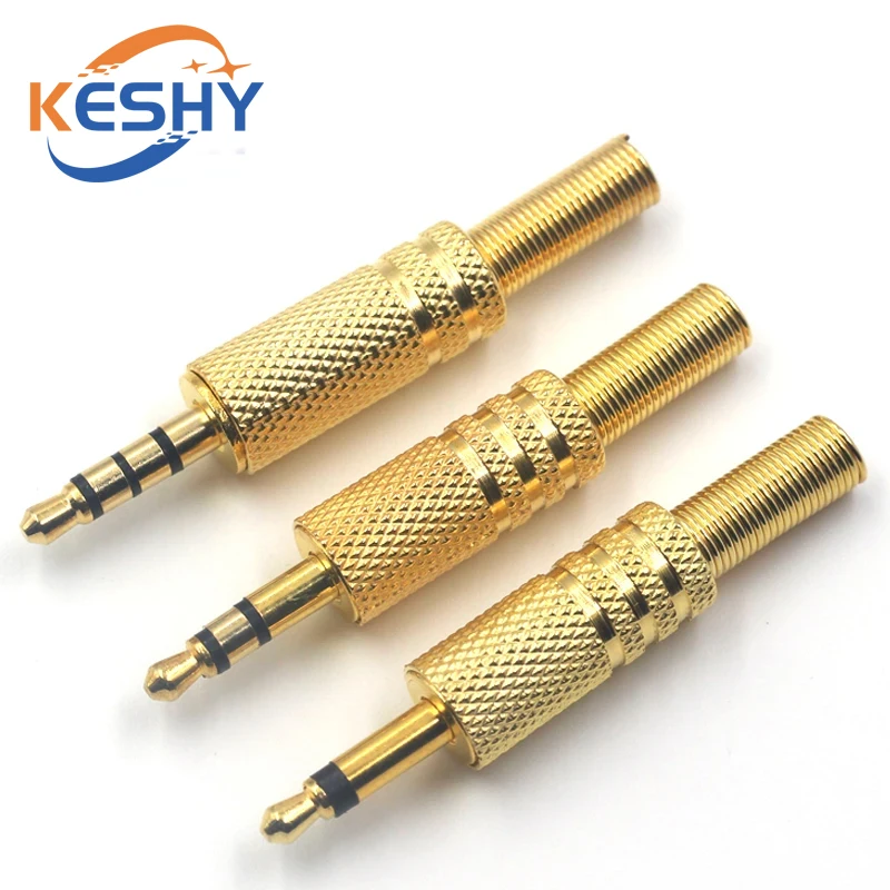 3.5mm TRS 2 3 4 Pole Audio Jack Replacement Stereo Headphone Repair Male Plug 3.5mm 1/8″ Stereo Audio Connectors Soldering Cable