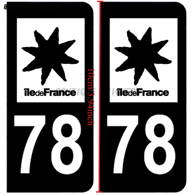 2Pcs French Department Number Car Stickers, Waterproof Vinyl Exterior Decals