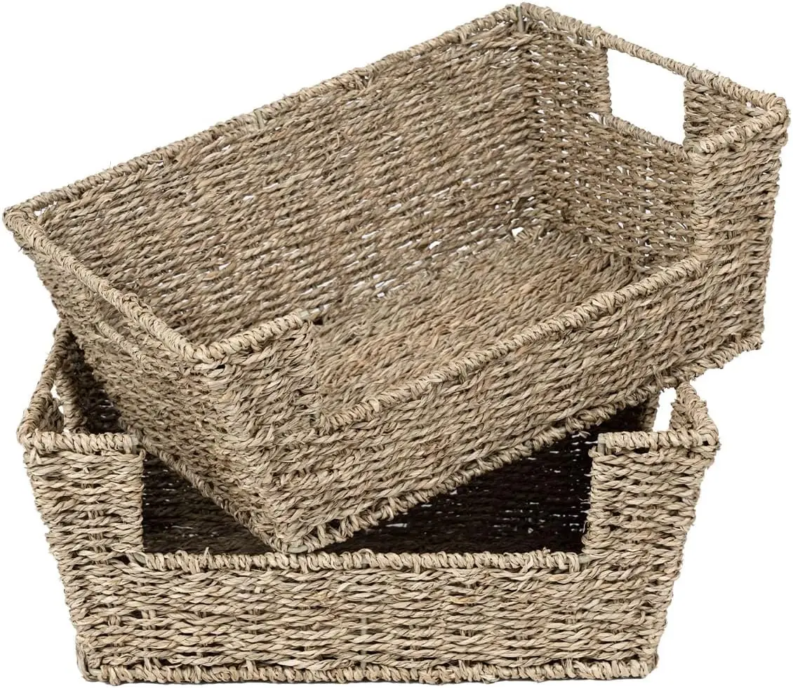 Seagrass Wicker Baskets for Storage, Pantry Baskets Organization and Storage, Pantry Storage Baskets