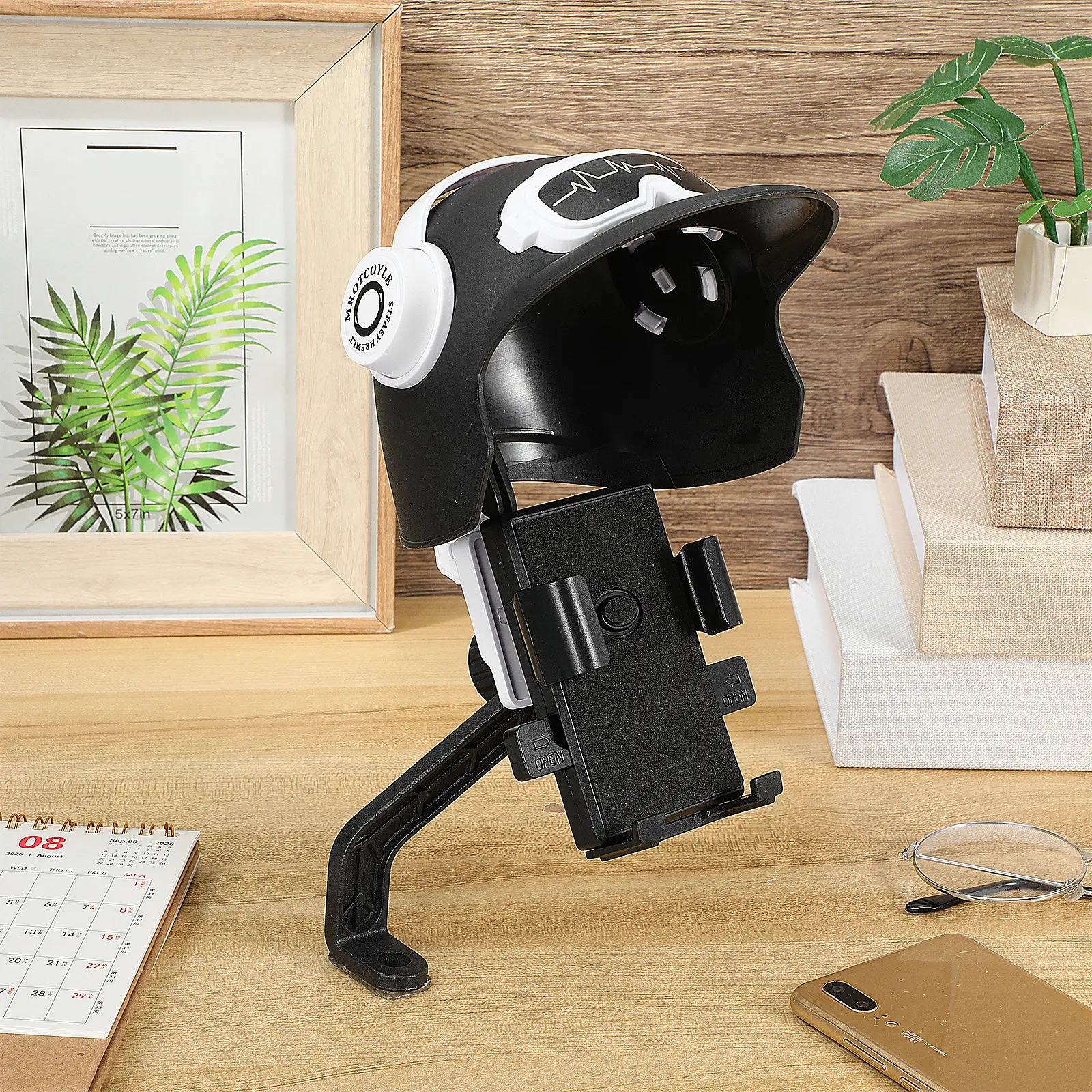 Bike Phone Holder Motorcycle Mirror Phone Clamp with Sunshade Adjustable Shield for Riding Navigation Music Support Rear Mirror