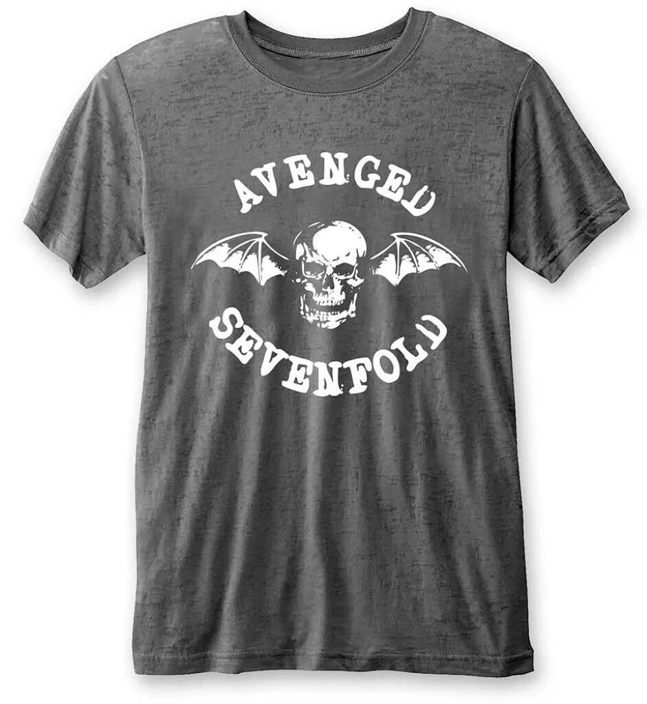 Avenged Sevenfold Deathbat Grey Burnout T Shirt New Official