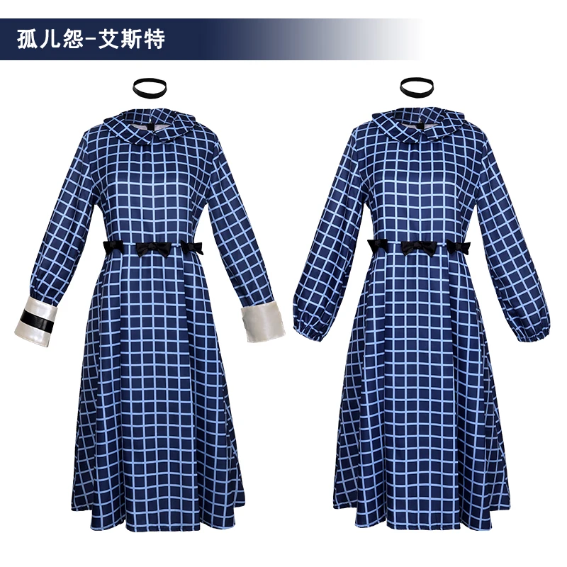 Аниме Orphan Esther Косплей Синее платье с длинными рукавами Костюм Парик для женщин и девочек Необычный костюм Хэллоуин Вечерние сценические костюмы Костюмы