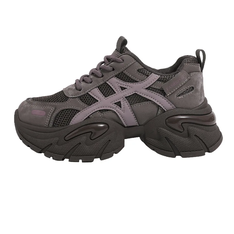 

Spring Autumn Purple Dad Sneakers Women Chunky Sole Breathable Platform Shoes Versatile Campus Casual Running Athleisure Shoes