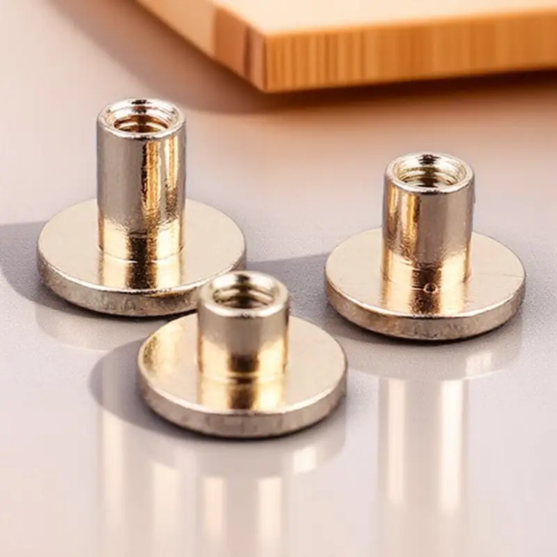 

30Pcs Copper Flat Head Screw Rivets Golden 5mm 6.5mm 8mm Reliable Belt Harness Nail Rivets Notebook Craft DIY