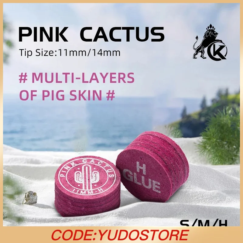 

РОЗОВЫЙ КАКТУС Розовый кончик кия для пула, наконечник 11 мм/14 мм, размеры S/M/H, изготовлен из многослойной свиной кожи, для аксессуаров для пула и снукера