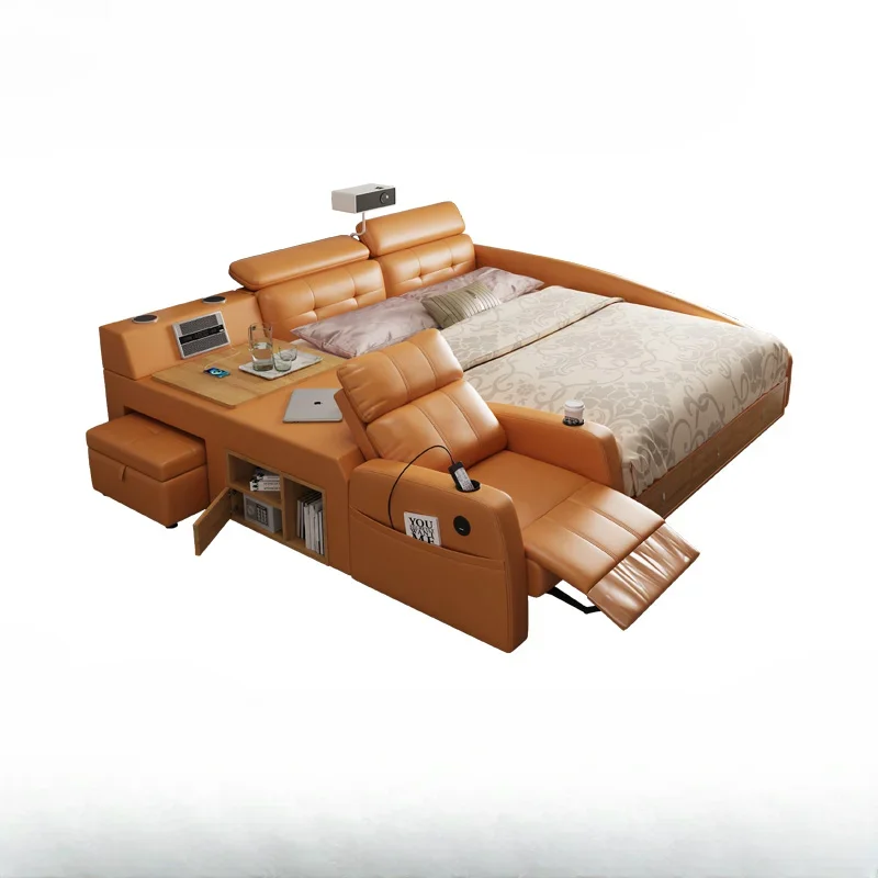 

Modern Luxury Double Bed Projector Massager Multifunctional Comferter Beds King Size Camas De Dormitorio Bedroom Furniture