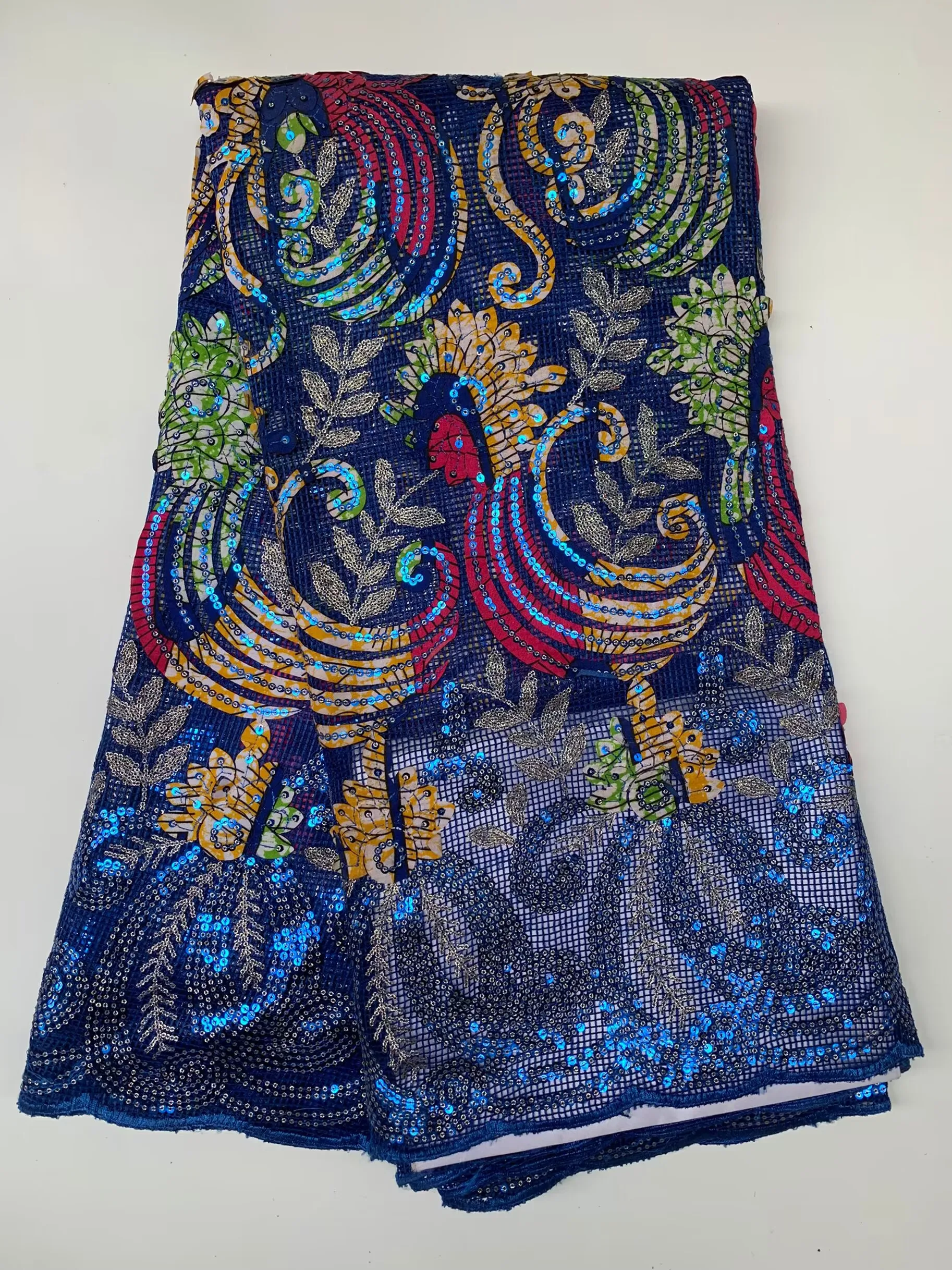 Nigerian Net Bridal Fabric Sequisn Print Ankara Crafts Lace For Evening Dress Cloth Materials