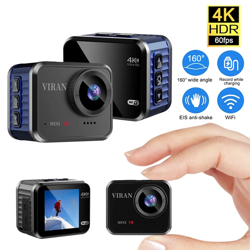 

Wifi Mini Action Camera V8 4K HD 60FPS with Remote Control Screen Waterproof DV Sport Camcorders Drive Recorder Wireless Webcam