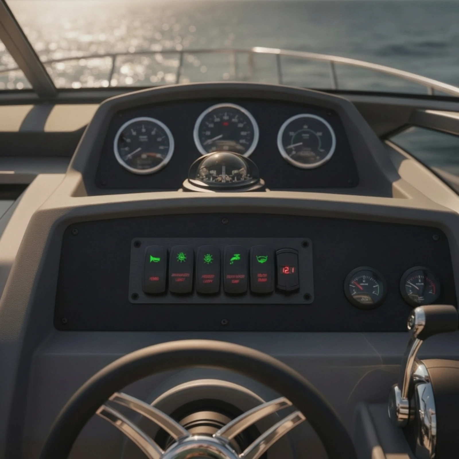5-Gang Rocker Switch Panel Marine-Grade 5 Gang Switch Panel LED Heavy-Duty for Boat Owners, Boats, Yachts
