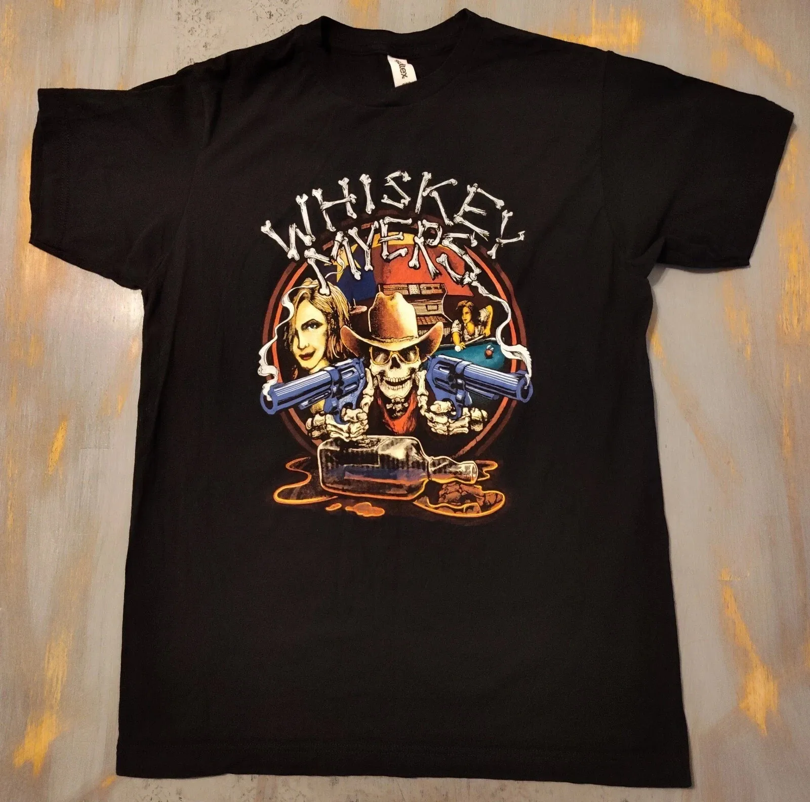 Whiskey Myers Skeleton Cowboy Revolvers Southern Rock Black T-Shirt
