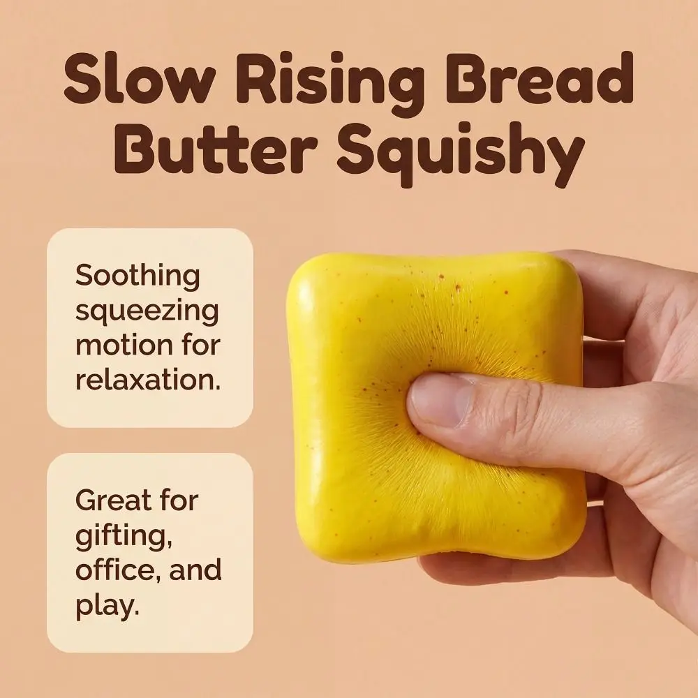 Interesting Simulation Cream Toast Squeeze Silicone 3D Cream Toast Pinch Novelty Soft Cartoon Fidget Practical Jokes