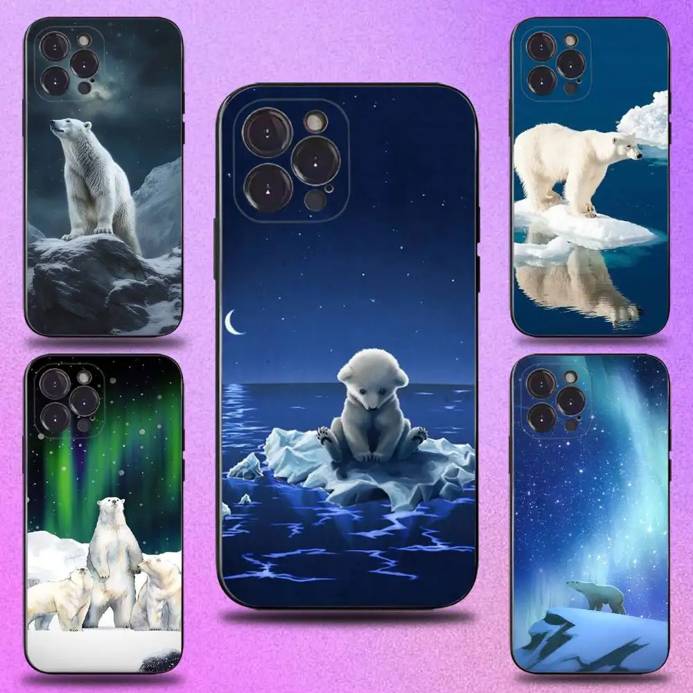 

Polar Bear Arctic Phone Case For iPhone 16,15,14,13,12,11 Plus,Pro Max,XS,X,XR,SE,Mini,8,7,Soft Silicone Black Cover