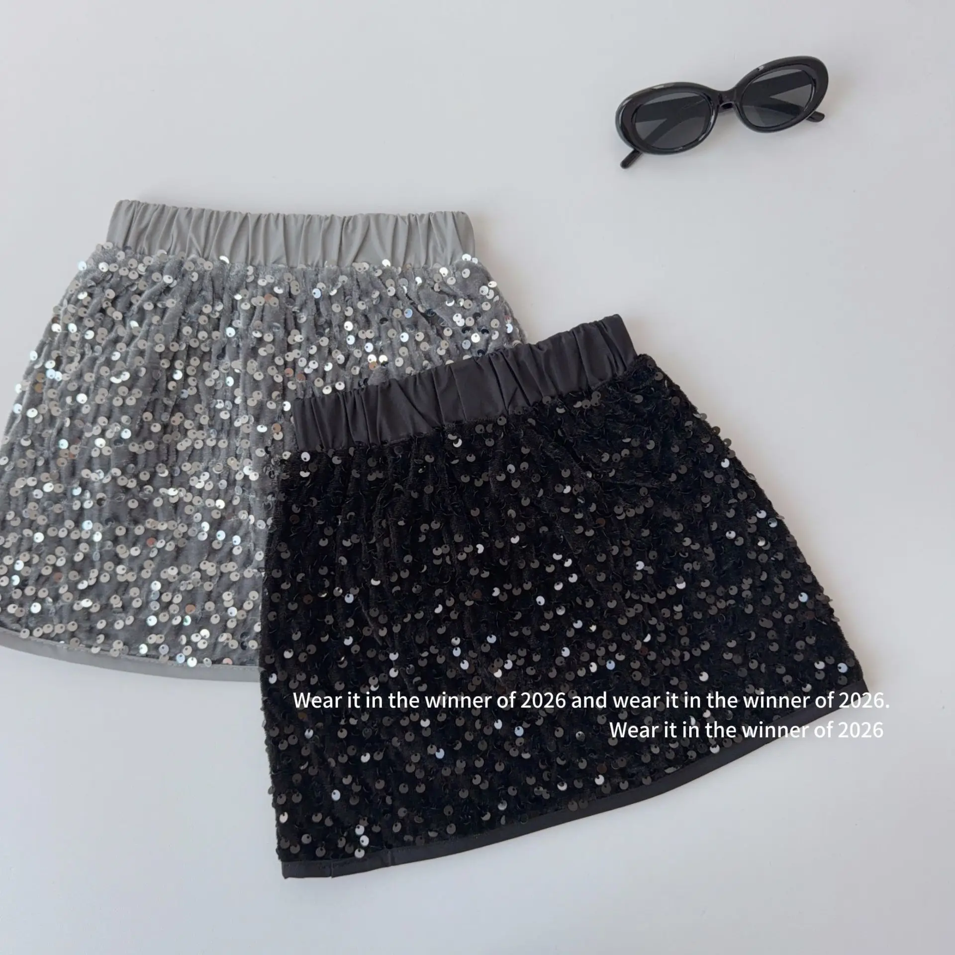 Girls Skirt 2026 Spring and Autumn New Children's Clothing Korean Style Girl Baby Fashion Senior Sense Thin Sequin Skirt