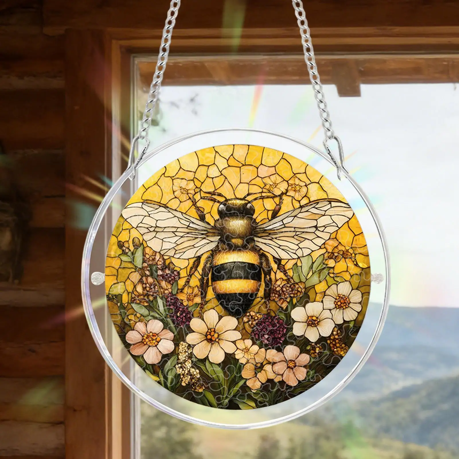 Acrylic Puzzle Suncatcher 2D Acrylic Ornament Garden Butterfly Bird Bee Jigsaw Suncatcher For Adults Apartment Living Room - view 5