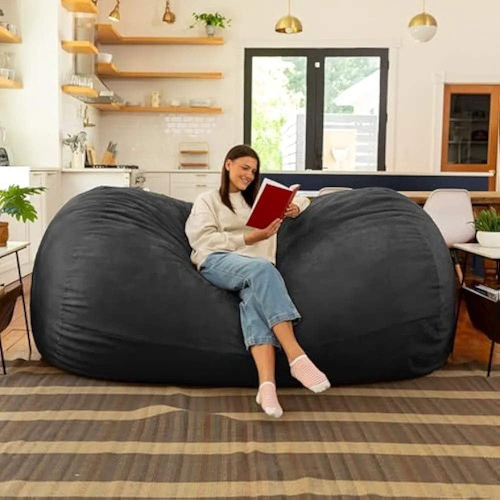 7-Fuß-Sofa mit riesigem Sitzsack, Schwarz