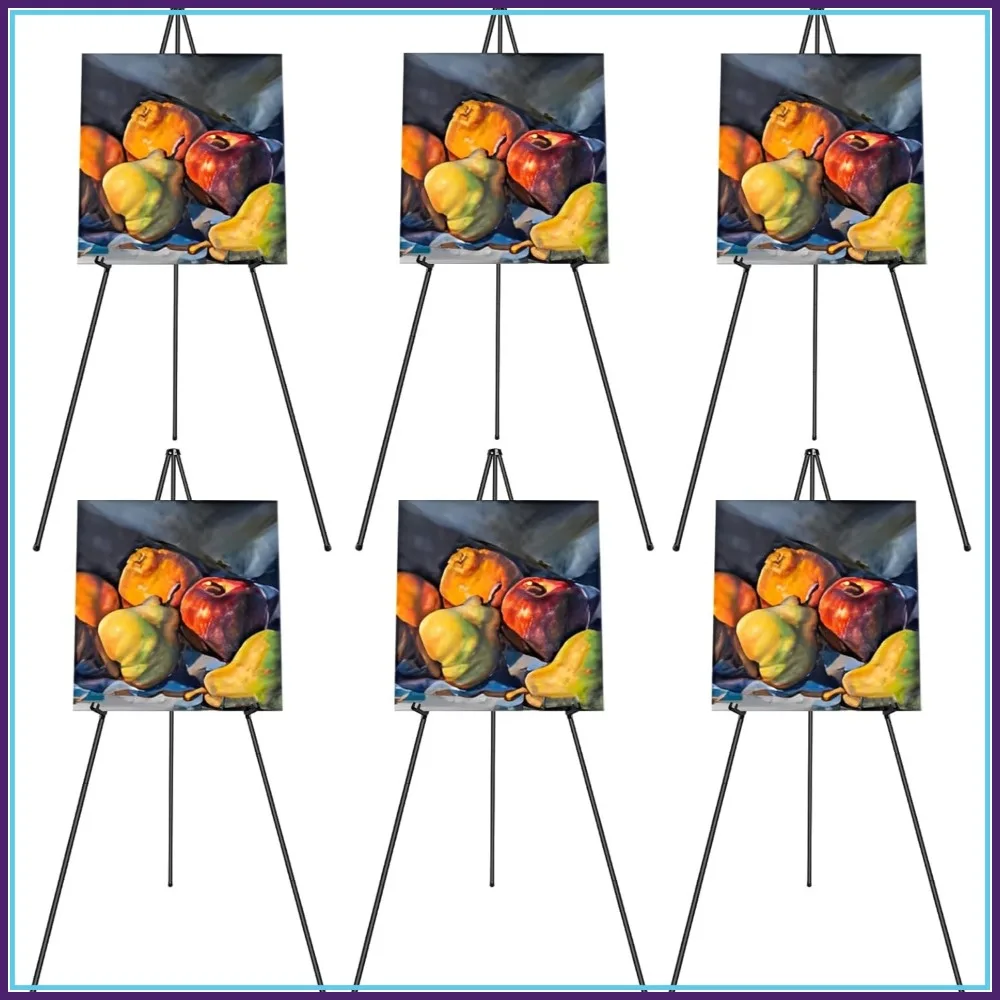 

6 Pack Foldable Easel Stand 63 inch Metal Display Easels for Signs, Posters, Wedding, Painting with Carrying Case