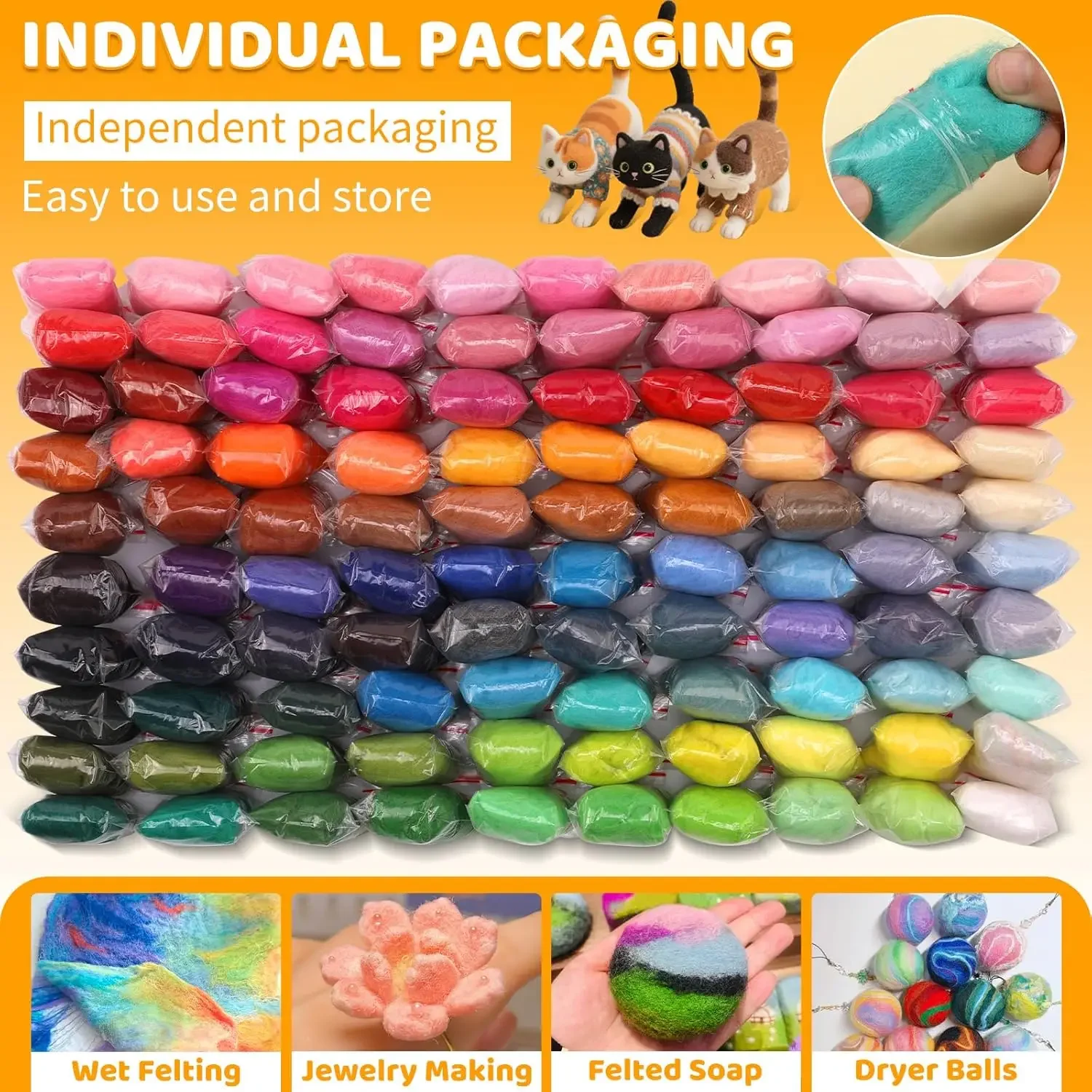 KAOBUY 50/100 ألوان إبرة التلبيد الصوف المتجولين غزل الألياف DIY بها بنفسك اليد الغزل اللباد دمية صنع أداة لوازم الحرف اليدوية