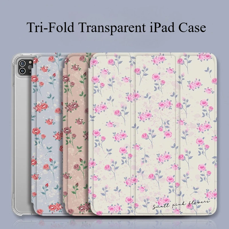 

Smart Cover with Pencil Holder for IPad Mini6 2020 Pro 11 IPad 10th Gen Case 2022 Air 2/3 10.5 Air 5th 4th 10.9 Crushed Flower
