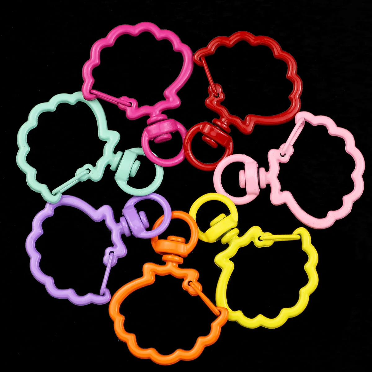 Mixed Color Scallop Shape Spring Clasp Color Baking Paint Pendant Clasp Keychain For Jewelry DIY Accessories 38×30mm 5-50pcs