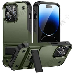Case For iPhone 15 14 13 12 11 Pro Max Plus 8 7 Plus XR X SE Military grade protective cover with stand