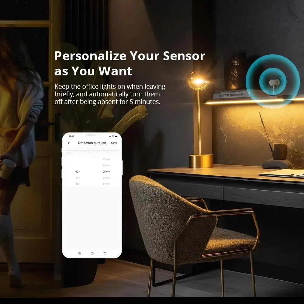 SONOFF-Zigbee Sensor de Pressão Humana, SNZB-06P, Sensoriamento de Luz, Inteligente, Domótica, Google, Alexa, Alice