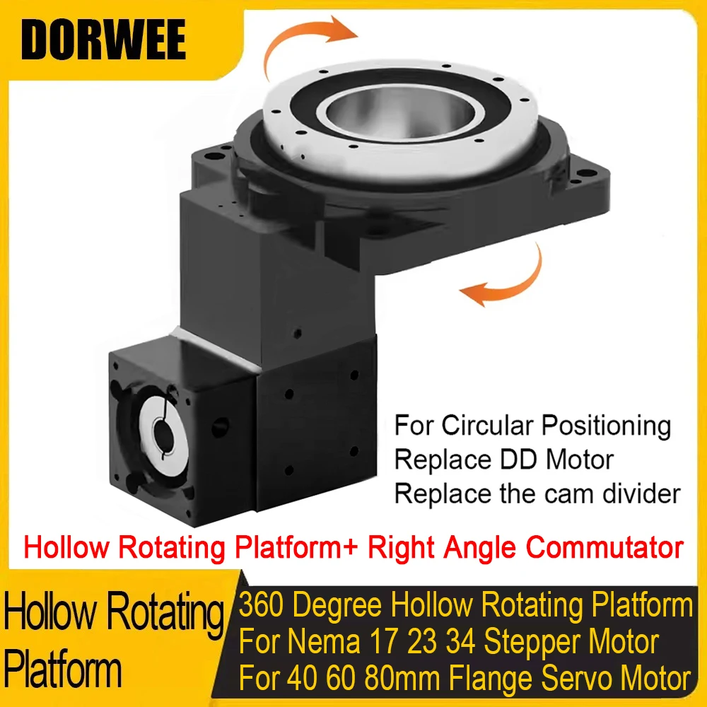 Hollow หมุนแพลตฟอร์มมุมขวาเกียร์สําหรับ NEMA 17 Stepper 23 34 60 80 เซอร์โวมอเตอร์เปลี่ยน DD มอเตอร์ CAM Indexing Disc