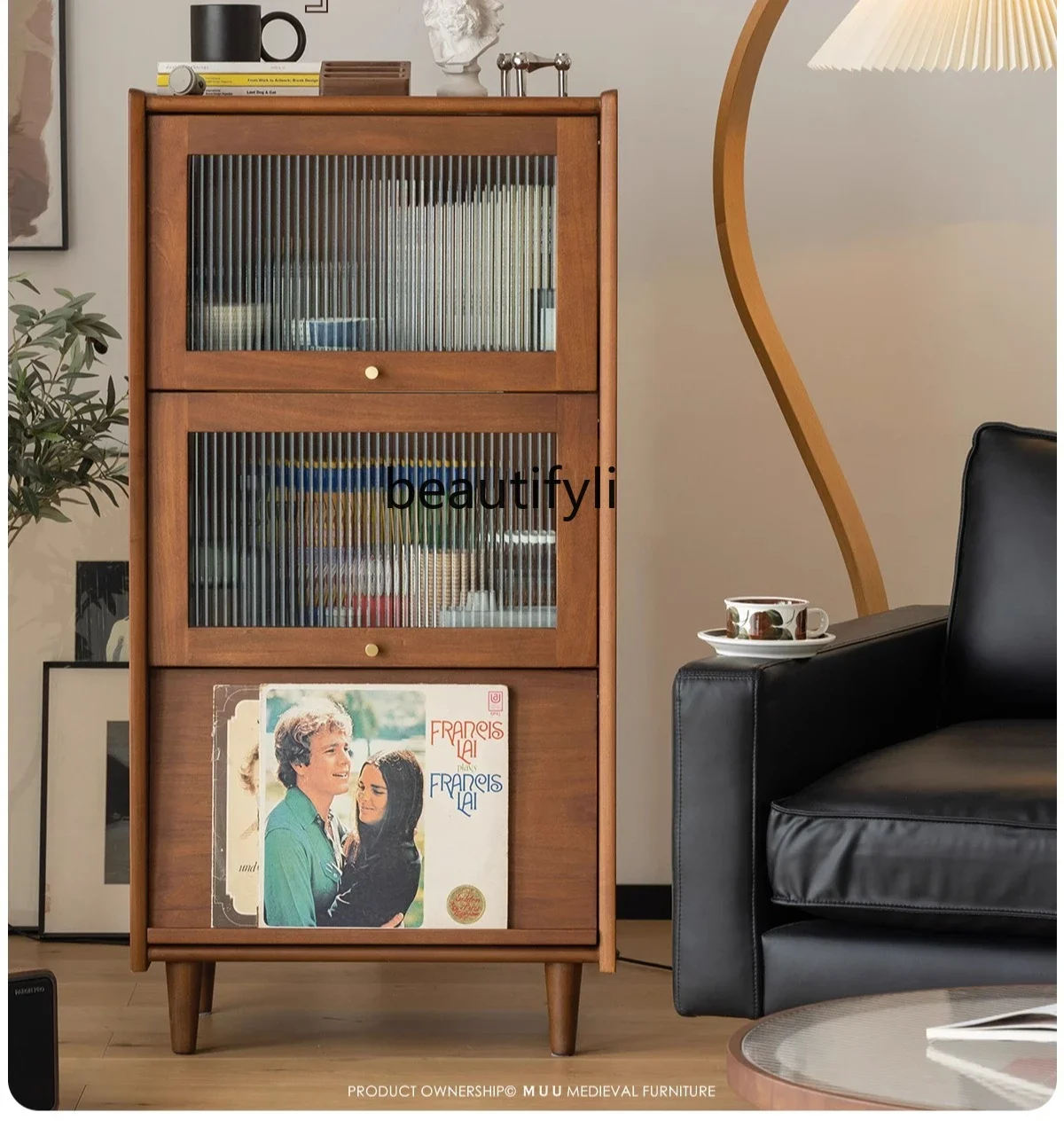 

ss25 Solid wood bookcase, medieval magazine storage cabinet in living room, Nordic retro floor storage, small side cabinet with