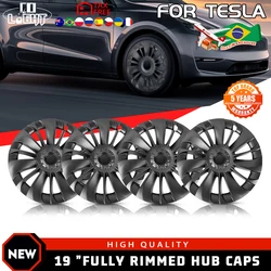 4PCS for TESLA Model Y Vehicle Full Coverage Blade Wheel Cover Cap 19 Inches Hubcaps Automobile Replacement Accessories