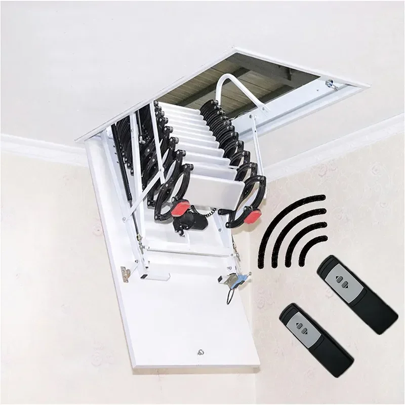 Electric laddder pull down with hatch indoor folding stairs attic ceiling ladder 1.5M-3.5M custom