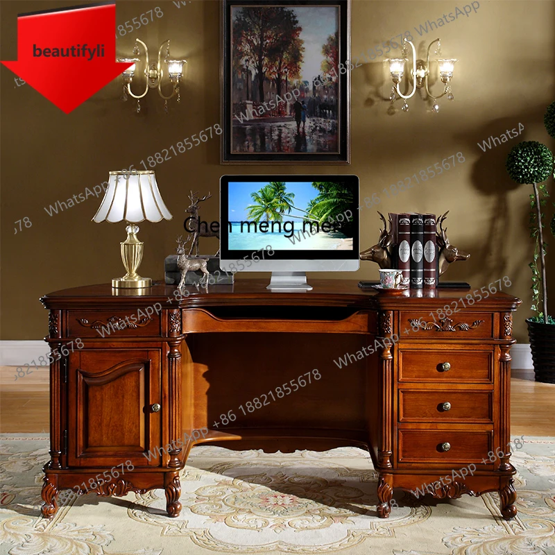 

A57 American carved solid wood desk, simple boss table, large shift table, president's office computer desk