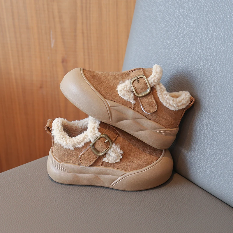 الشتاء الأطفال داخلي أحذية قطنية دافئة 2026 الفتيات سميكة سوليد لينة أفخم أحذية المنزل المشي اليومي أفخم الأحذية