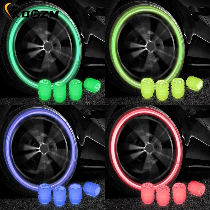 Luminous Valve Caps Fluorescent Night Glowing Car Motorcycle Bicycle Bike Wheel Tyre Hub Luminous Valve Stem Caps Decors